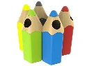 potlood vuilnisbakken sorteerkleuren speelplaats.webp