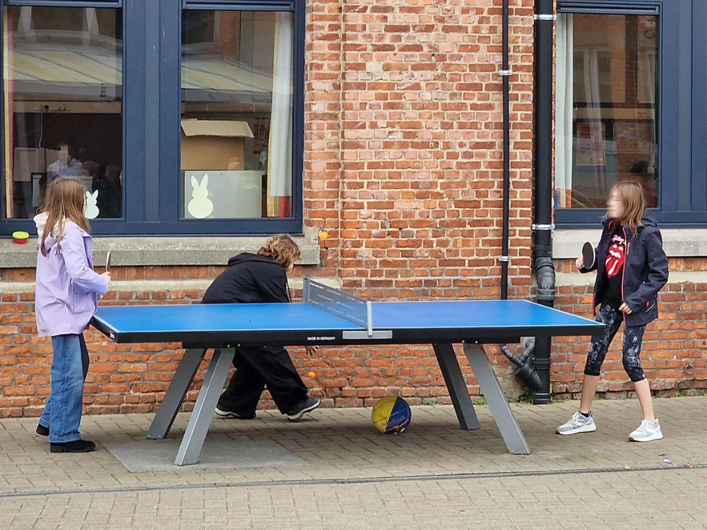 Fixed ping pong table with steel net (for outdoor use)