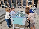 Buiten voetbaltafel met telescopische stangen