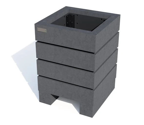 [ID403-P45045-UB] Bloembak Agora met poten (L45 x B45 cm, Zwart)