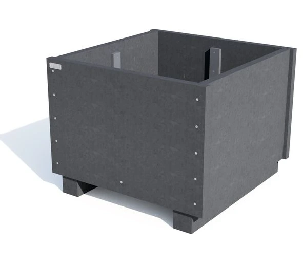 [ID521-909058-UB] Bloembak Rotterdam met poten 90 x 90 cm (Zwart, 58 cm)